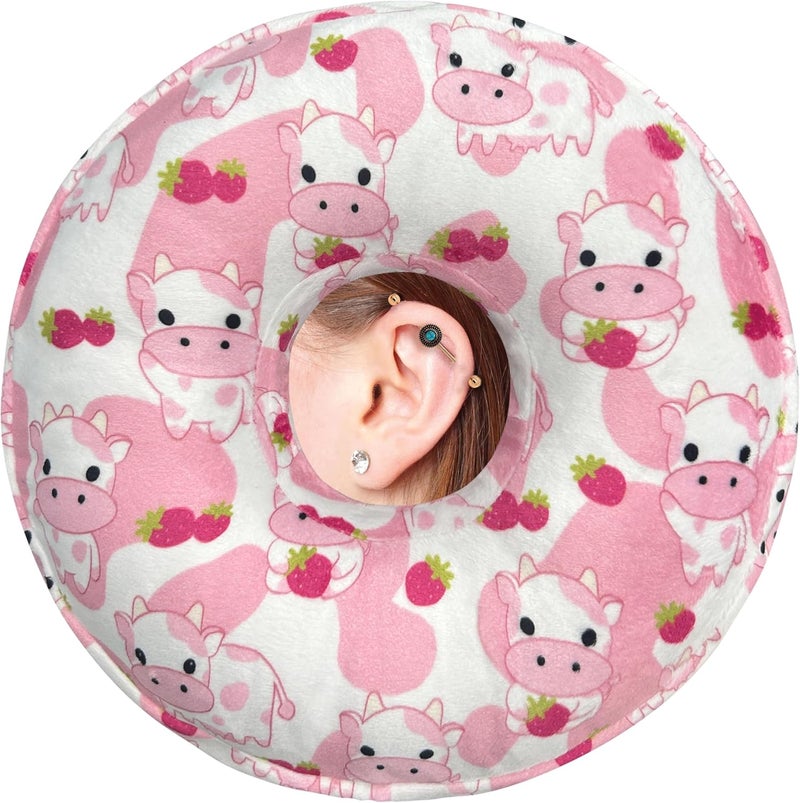 BVOKQUC Ear Piercing Pillow for Side Sleepers Pillows with Holes for Ear Pain,Donut Pillow for Ear Side Sleeping Pillow for Adults CNH Ear Pain Relief Pressure Sores Ear Pillow with Hole in Center - Image 1